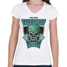 PRINTFASHION Predator Gym - Női V-nyakú póló - Fehér
