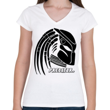 PRINTFASHION Predator head - Női V-nyakú póló - Fehér női póló