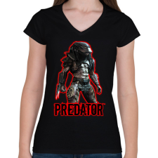 PRINTFASHION PREDATOR - Női V-nyakú póló - Fekete női póló