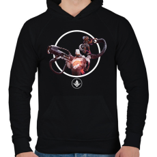PRINTFASHION Predecessor - Grim.exe - Férfi kapucnis pulóver - Fekete