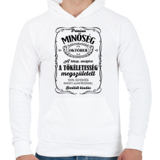 PRINTFASHION Prémium minőség - Hónappal (fekete) - Férfi kapucnis pulóver - Fehér