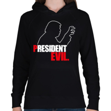 PRINTFASHION President Evil - Női kapucnis pulóver - Fekete