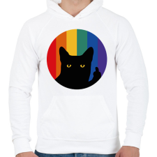 PRINTFASHION Pride cat - Férfi kapucnis pulóver - Fehér férfi pulóver, kardigán