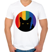 PRINTFASHION Pride cat - Férfi V-nyakú póló - Fehér férfi póló