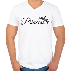 PRINTFASHION Princess - Férfi V-nyakú póló - Fehér