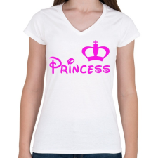 PRINTFASHION Princess - Női V-nyakú póló - Fehér női póló