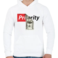 PRINTFASHION Priority - Férfi kapucnis pulóver - Fehér férfi pulóver, kardigán