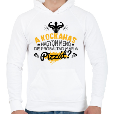 PRINTFASHION Próbáltad már a pizzát? - Férfi kapucnis pulóver - Fehér férfi pulóver, kardigán