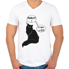 PRINTFASHION problem? - Férfi V-nyakú póló - Fehér férfi póló