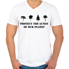 PRINTFASHION Protect the lungs (black) - Férfi V-nyakú póló - Fehér férfi póló
