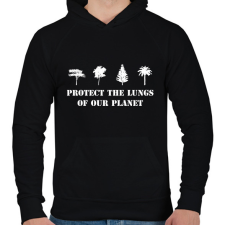 PRINTFASHION Protect the lungs (white) - Férfi kapucnis pulóver - Fekete férfi pulóver, kardigán