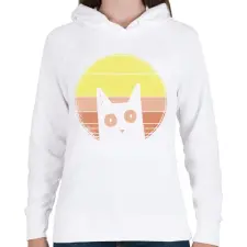 PRINTFASHION Psycho macska - Női kapucnis pulóver - Fehér női pulóver, kardigán