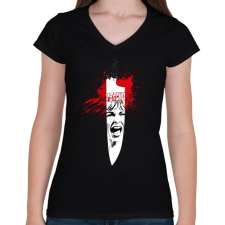 PRINTFASHION Psycho - Női V-nyakú póló - Fekete női póló