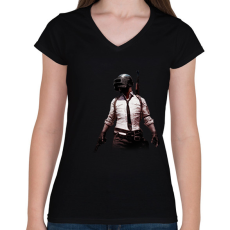 PRINTFASHION pubg #1 - Női V-nyakú póló - Fekete