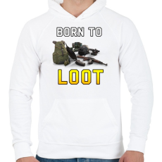 PRINTFASHION PUBG - Born to Loot - Férfi kapucnis pulóver - Fehér