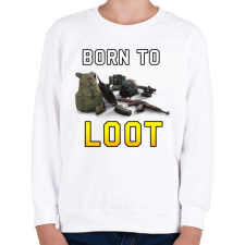 PRINTFASHION PUBG - Born to Loot - Gyerek pulóver - Fehér gyerek pulóver, kardigán