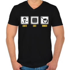 PRINTFASHION PUBG - chute - loot - dinner - Férfi V-nyakú póló - Fekete