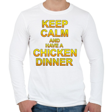 PRINTFASHION PUBG - Keep Calm and have a Chicken Dinner - Férfi hosszú ujjú póló - Fehér férfi póló