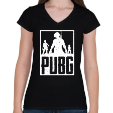 PRINTFASHION PUBG - Női V-nyakú póló - Fekete női póló