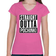 PRINTFASHION PUBG - Straight Outta Pochinki - Női V-nyakú póló - Rózsaszín
