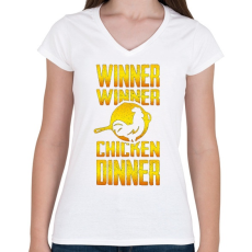 PRINTFASHION PUBG - WINNER (Gold) - Női V-nyakú póló - Fehér