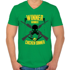 PRINTFASHION PUBG - WINNER WINNER CHICKEN DINNER - Férfi V-nyakú póló - Zöld férfi póló