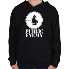 PRINTFASHION Public Enemy - Gyerek kapucnis pulóver - Fekete gyerek pulóver, kardigán