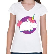 PRINTFASHION Pufi unikronis - Női V-nyakú póló - Fehér női póló