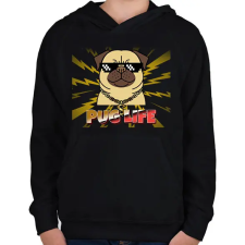 PRINTFASHION PUG LIFE 2 - Gyerek kapucnis pulóver - Fekete gyerek pulóver, kardigán