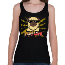 PRINTFASHION PUG LIFE 2 - Női atléta - Fekete női trikó