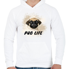 PRINTFASHION pug life - Férfi kapucnis pulóver - Fehér férfi pulóver, kardigán