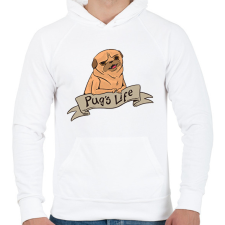 PRINTFASHION Pug's life - Férfi kapucnis pulóver - Fehér férfi pulóver, kardigán