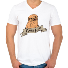 PRINTFASHION Pug's life - Férfi V-nyakú póló - Fehér férfi póló