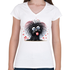 PRINTFASHION Puli - Női V-nyakú póló - Fehér