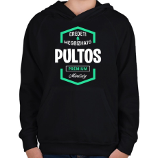 PRINTFASHION Pultos prémium minőség - Gyerek kapucnis pulóver - Fekete
