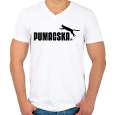 PRINTFASHION PUMACSKA - Férfi V-nyakú póló - Fehér