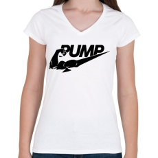 PRINTFASHION PUMP - Női V-nyakú póló - Fehér