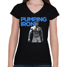 PRINTFASHION Pumping Iron - Női V-nyakú póló - Fekete női póló