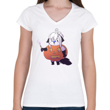PRINTFASHION Pumpkin cat - Női V-nyakú póló - Fehér női póló