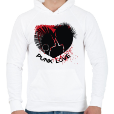 PRINTFASHION Punk love - Férfi kapucnis pulóver - Fehér férfi pulóver, kardigán