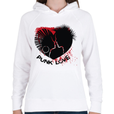 PRINTFASHION Punk love - Női kapucnis pulóver - Fehér női pulóver, kardigán
