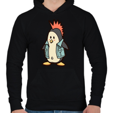 PRINTFASHION Punk pingvin - Férfi kapucnis pulóver - Fekete férfi pulóver, kardigán