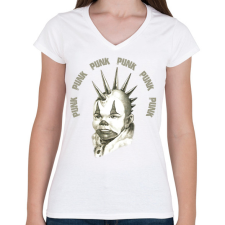 PRINTFASHION Punk punk punk - Női V-nyakú póló - Fehér női póló