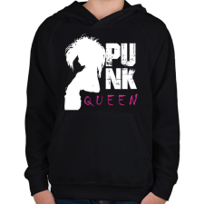 PRINTFASHION Punk queen - Gyerek kapucnis pulóver - Fekete gyerek pulóver, kardigán