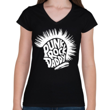 PRINTFASHION Punk Rock Apa - Női V-nyakú póló - Fekete női póló