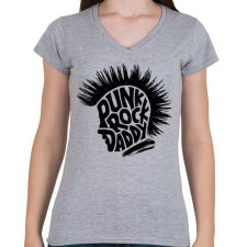 PRINTFASHION Punk Rock Apa - Női V-nyakú póló - Sport szürke női póló