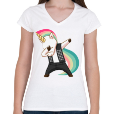 PRINTFASHION Punk unikornis - Női V-nyakú póló - Fehér