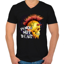PRINTFASHION Punks not dead - Férfi V-nyakú póló - Fekete férfi póló
