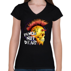 PRINTFASHION Punks not dead - Női V-nyakú póló - Fekete