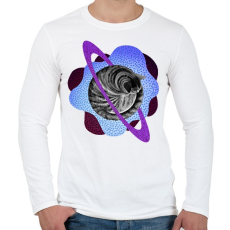 PRINTFASHION Purple cat planet - Férfi hosszú ujjú póló - Fehér